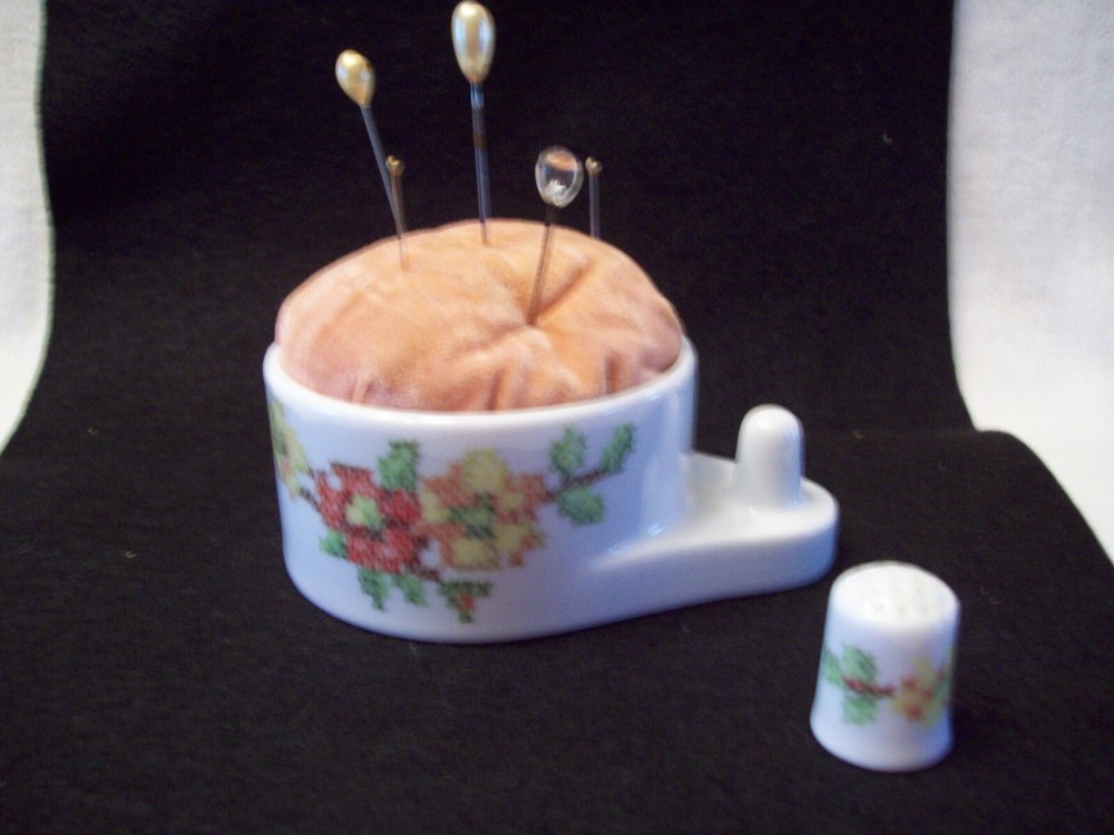Vintage Porcelain Pincushion & Thimble