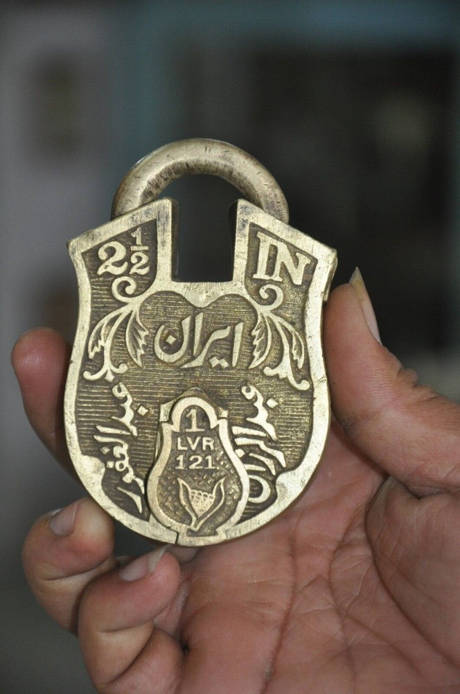 Vintage Brass Handcrafted Lines Engraved Solid Padlock