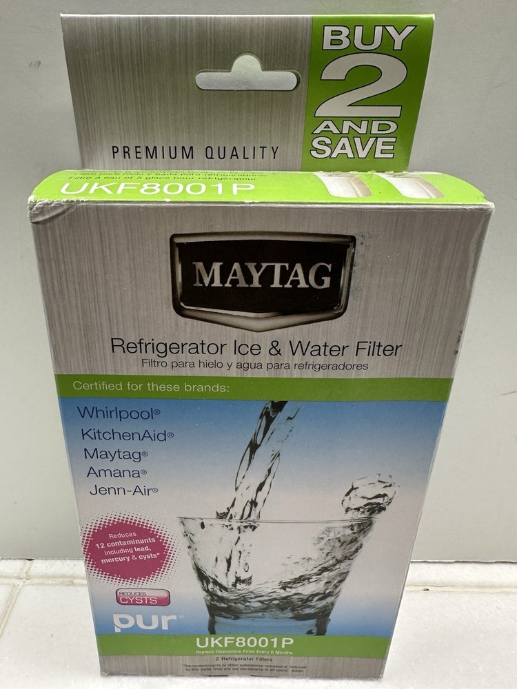 2 Filter Pack GENUINE OEM Maytag Refrigerator Ice and Water Filter UKF8001 NEW