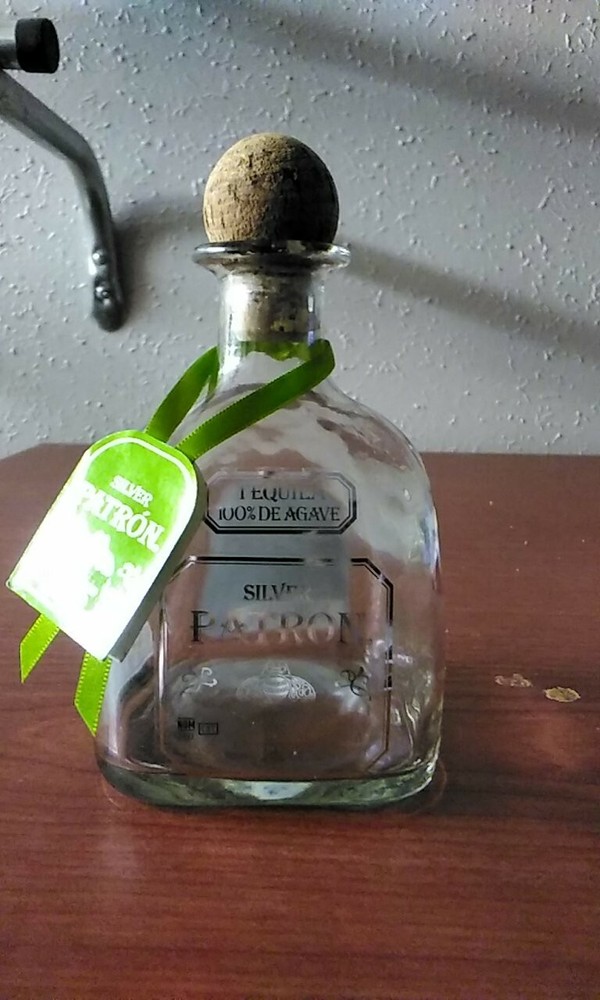 Silver Patron Bottle With Handwritten Number