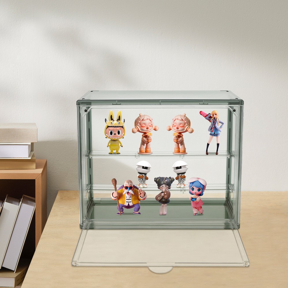 2 Tier PET Display Case Shelf Cupcake Collections Storage Container Box Green