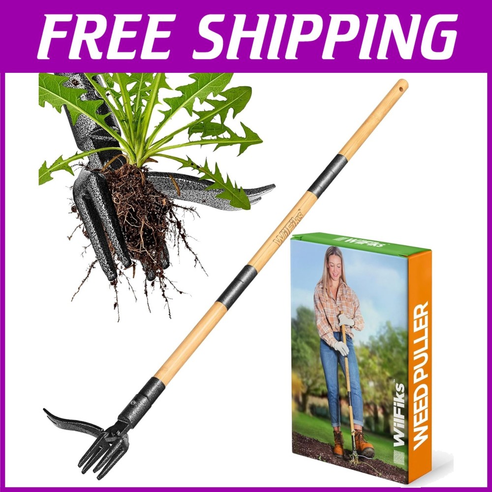 Senior-Friendly Stand Up Weed Puller with Wooden Handle