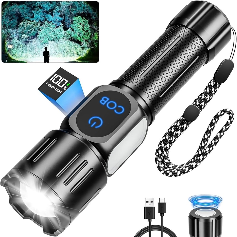 Rechargeable LED Flashlight, Super Bright 99000 High Lumens Flash Light, 9 Mo...