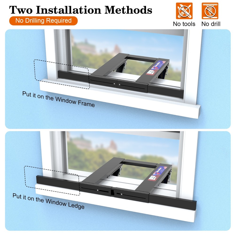 Upgraded No-Drill Window AC Bracket, Adjustable Window Air Conditioner Support