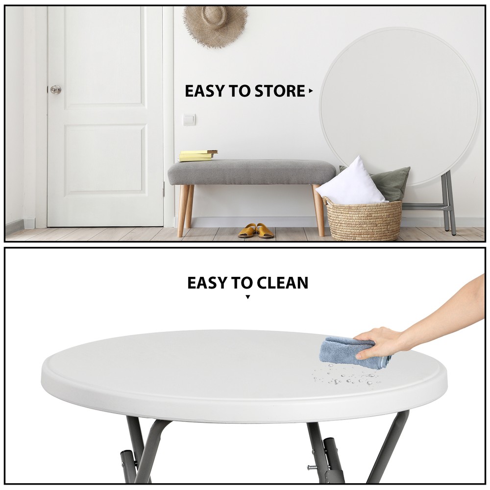 2PCS 32"Cocktail Table Round High Top Folding Table Round High Top Folding Table