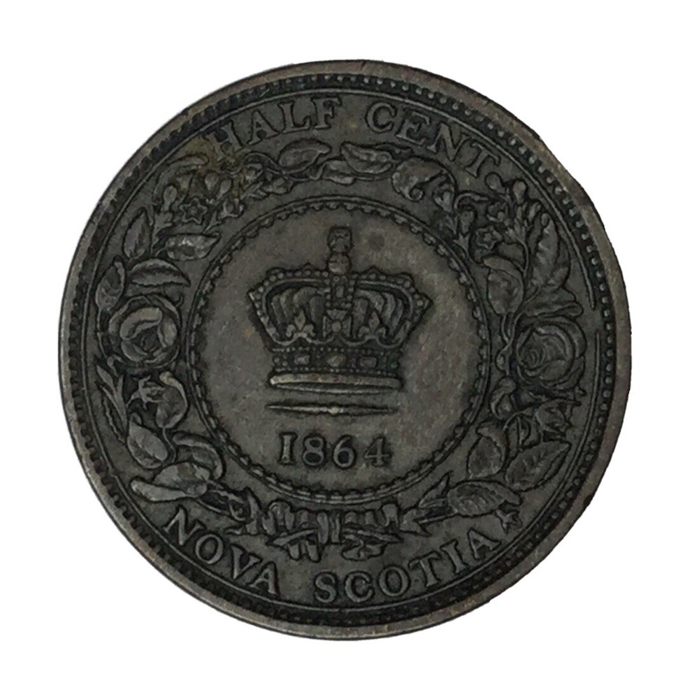 1864 Nova Scotia Bronze Half Cent AU #