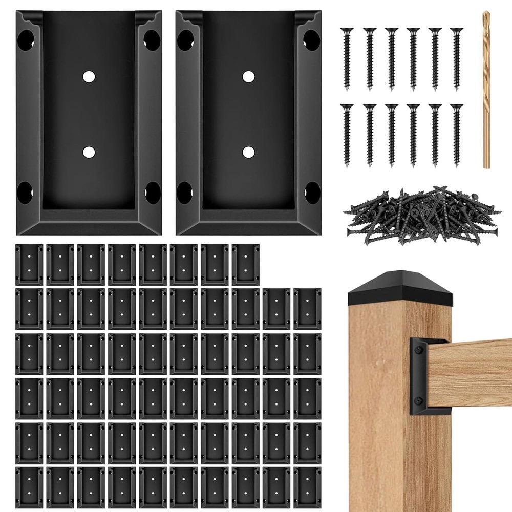 Durable Deck Railing Brackets Set with Screws - Easy Installation for Wood Posts