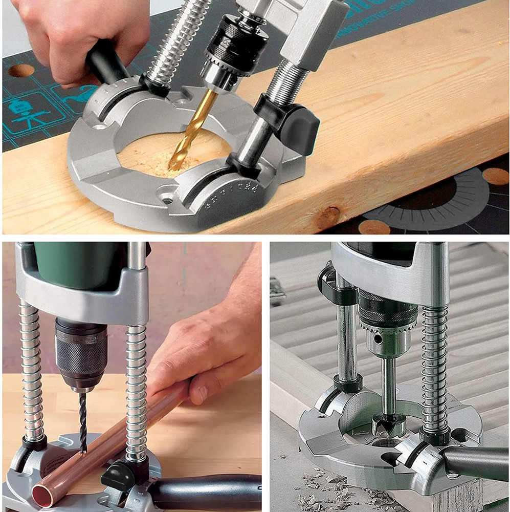 Portable Drill Press Hand Drill Multi-Angle Drill Guide Attachment 1/4"and 3/8"