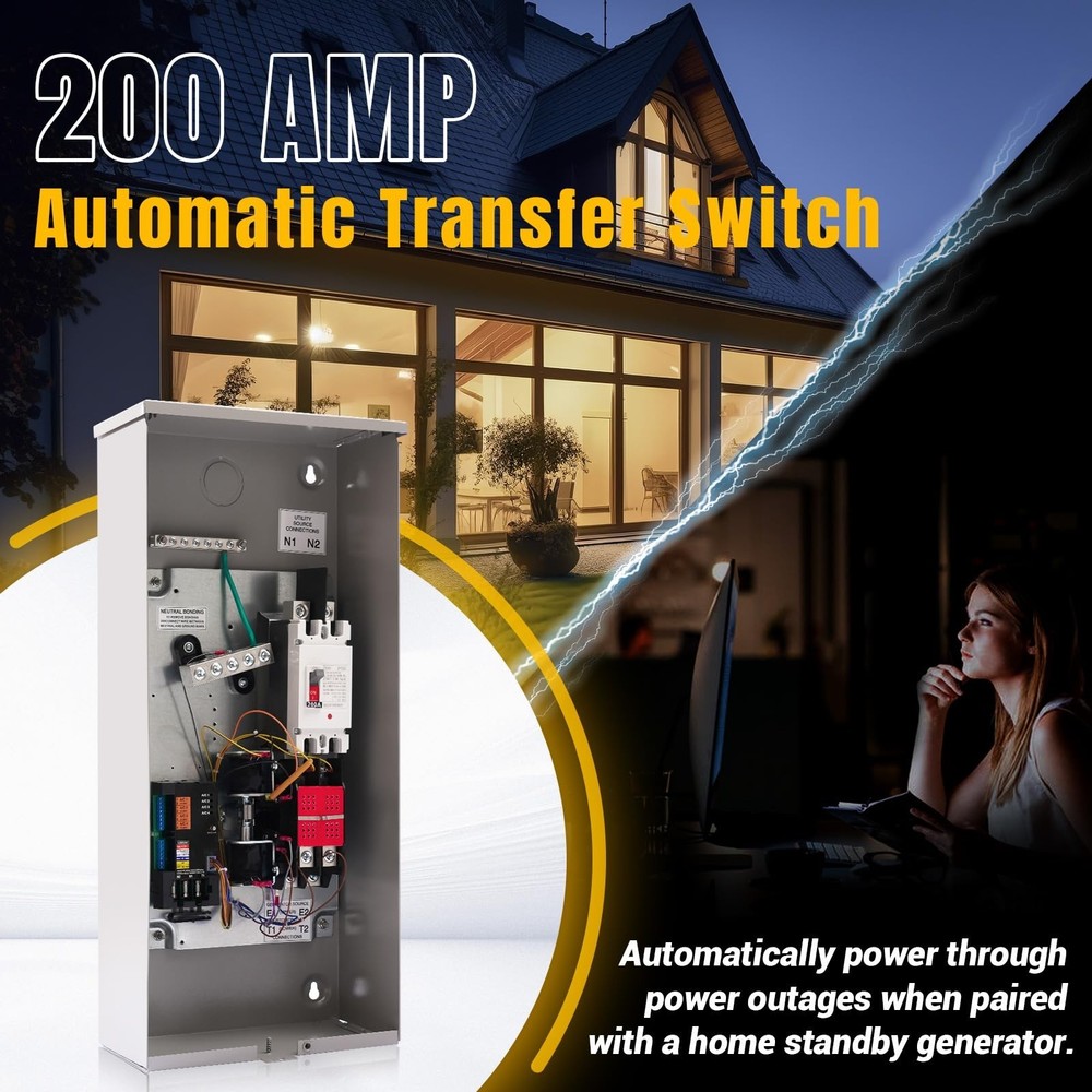 200 Amp Automatic Transfer Switch w/Power Management Replacement for Generac ...