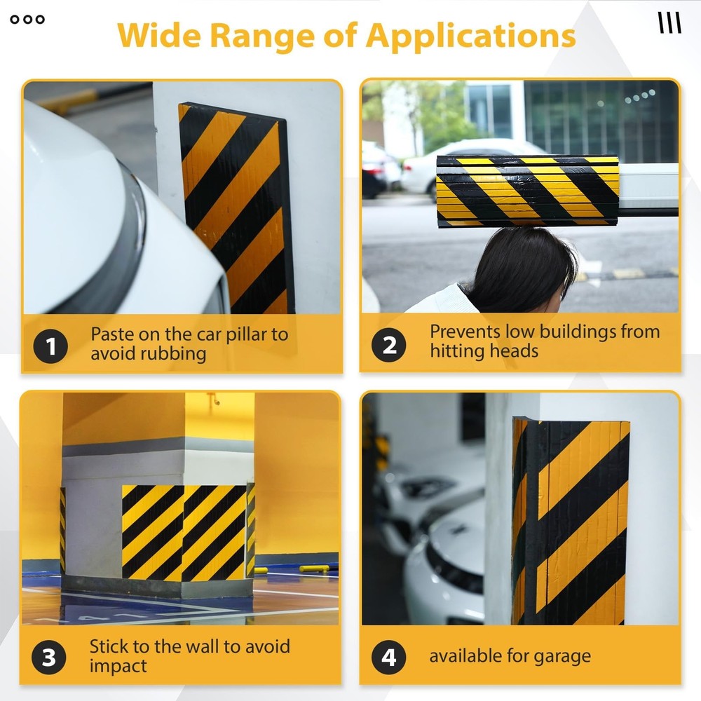 6 Pcs Garage Wall Protector Garage Pole Padding Wall Bumpers Guards Reflectiv...