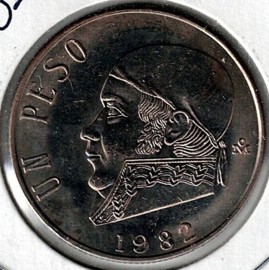 1982 Mexico Uncirculated One Peso Coin