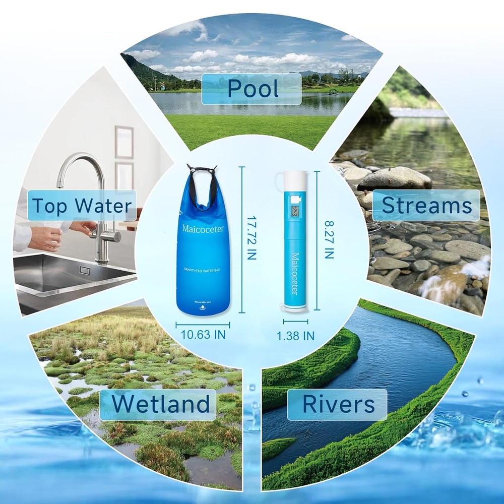 Gravity Water Filter Bag with Purifier