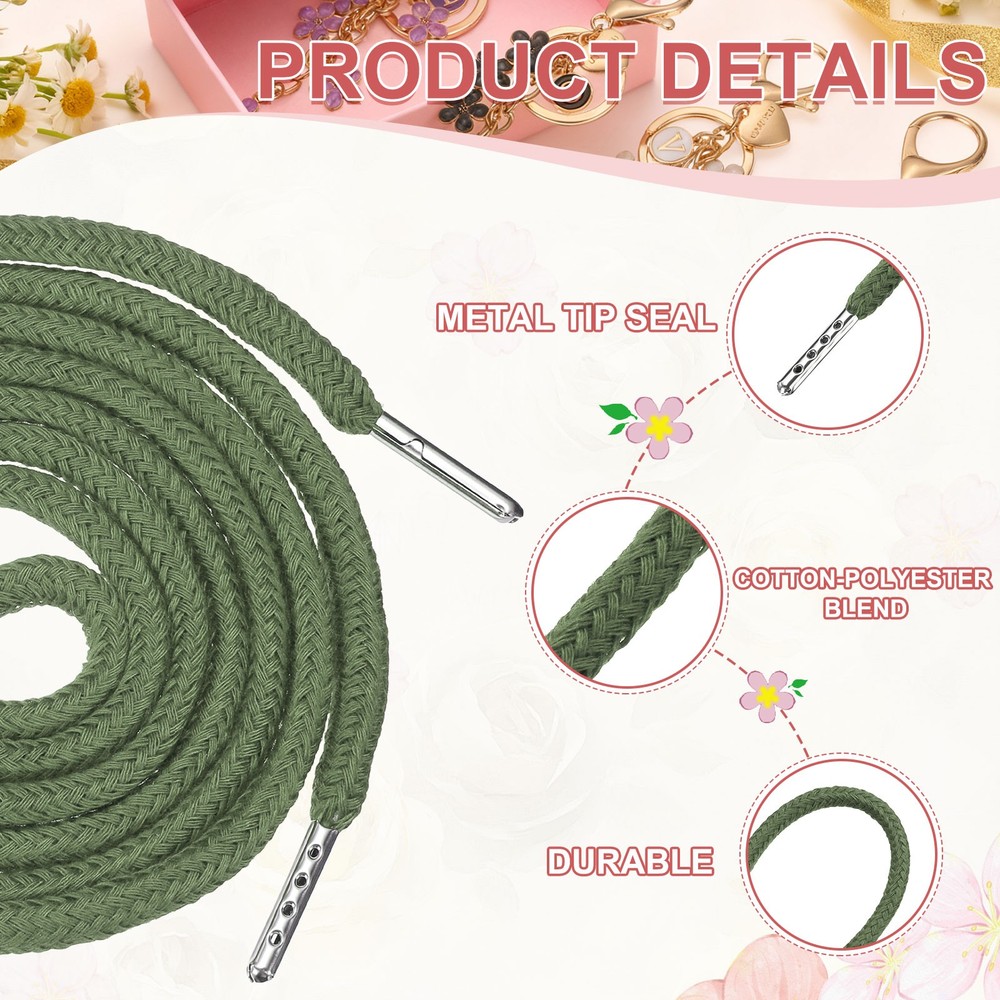 6 Pcs Hoodie Strings Drawstring Cords with Easy Threader (Light Green)