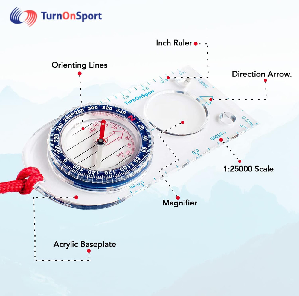 Orienteering Compass - Hiking Backpacking Compass | Advanced Scout Compass Campi
