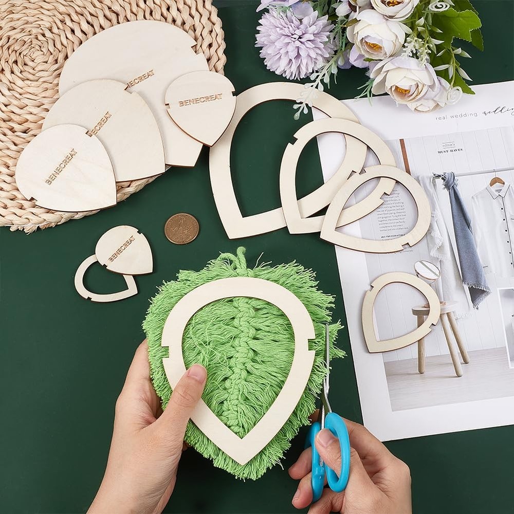 12Pcs Leaf Macrame Cutting Molds Wood Macrame Leaf Cutting Template Macrame F...