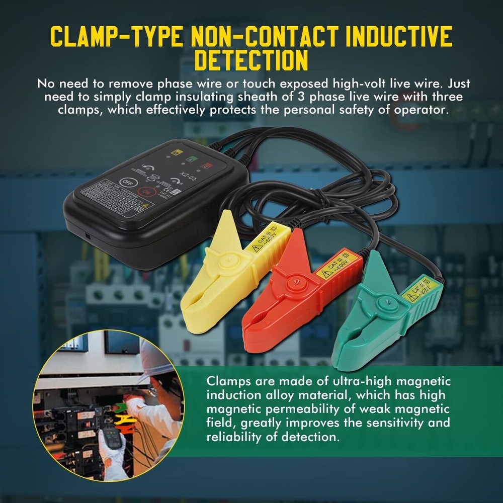 Rotation Meter 3Phase Sequence Detection Circuit Break Live Power Voltage Detect