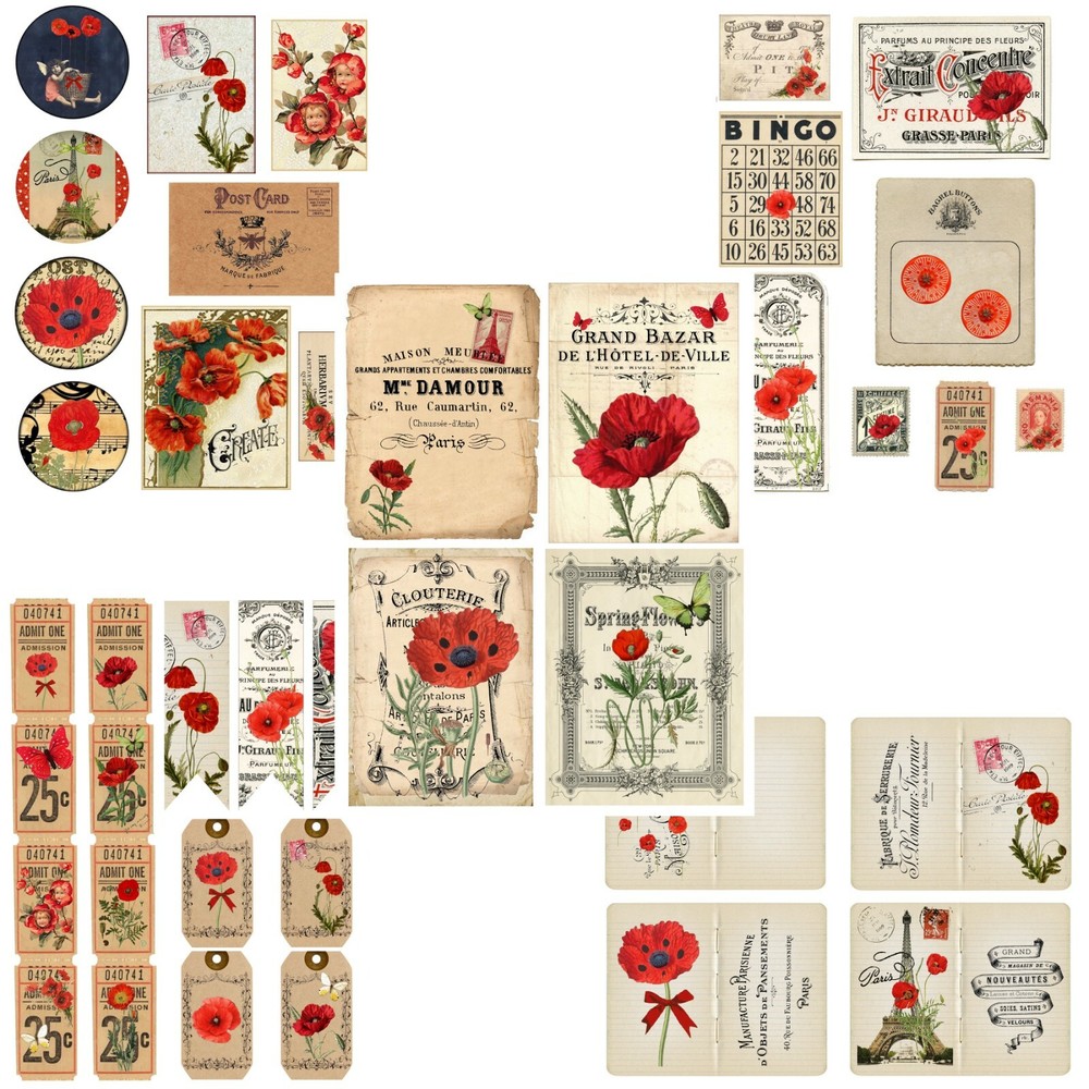 Poppies Journal Pages - EZ Journal - 7449
