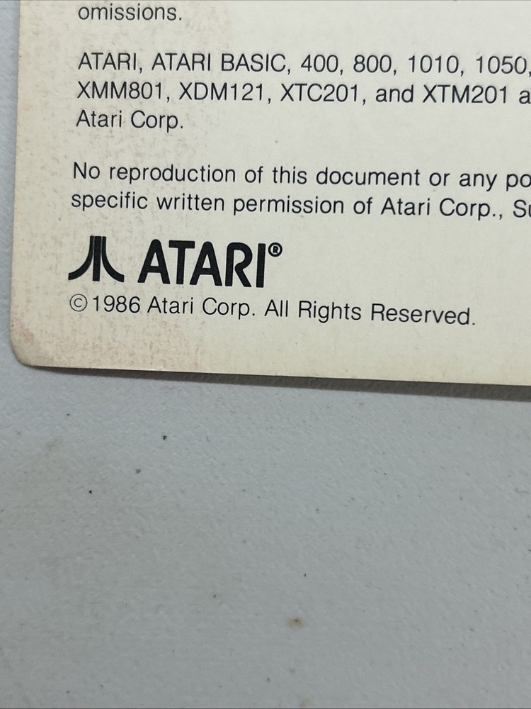 ATARI 130XE Personal Computer Owner’s Manual 1985
