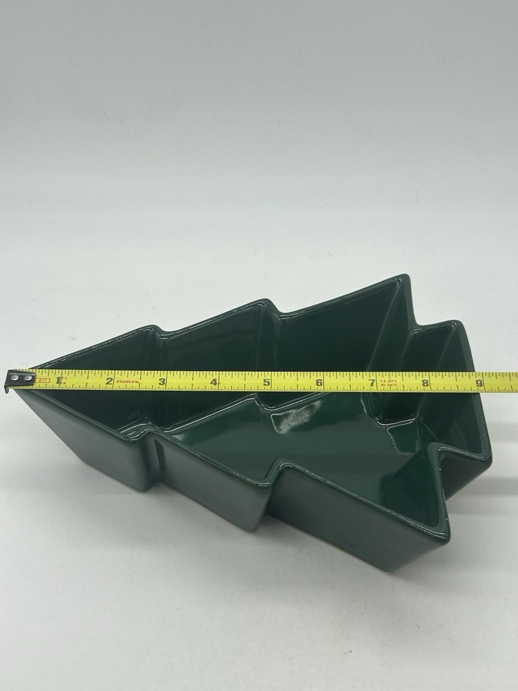 TAG Ceramic Dark Green 9" Christmas Tree Shaped Nuts/Snacks/Candy Dish