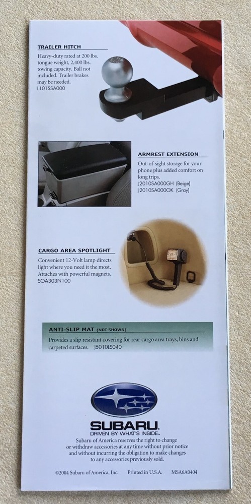 2005 Subaru Forester Original Accessory Brochure