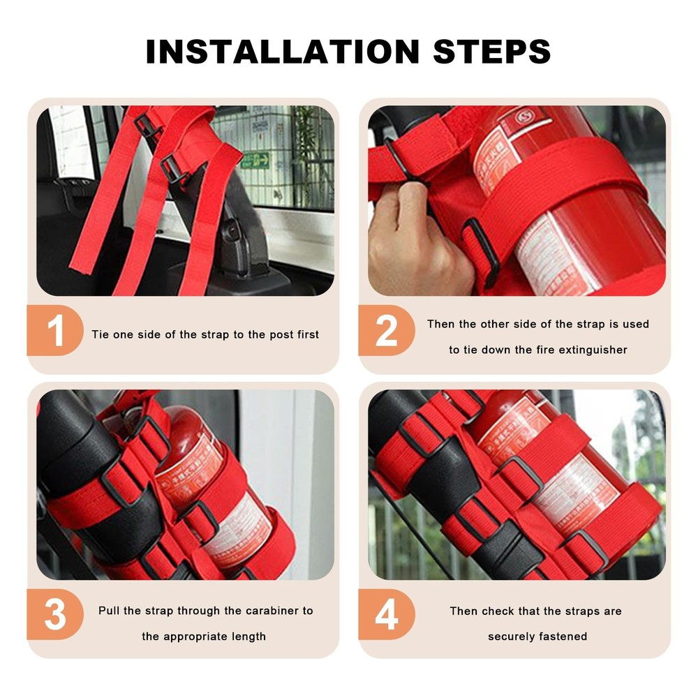 VCYOPN Fire Extinguisher Holder, Adjustable Roll Bar Strap Black