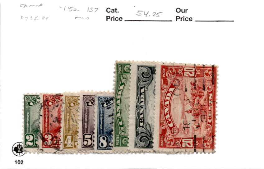 Canada, Postage Stamp, #150-157 Used, 1928 (AH)