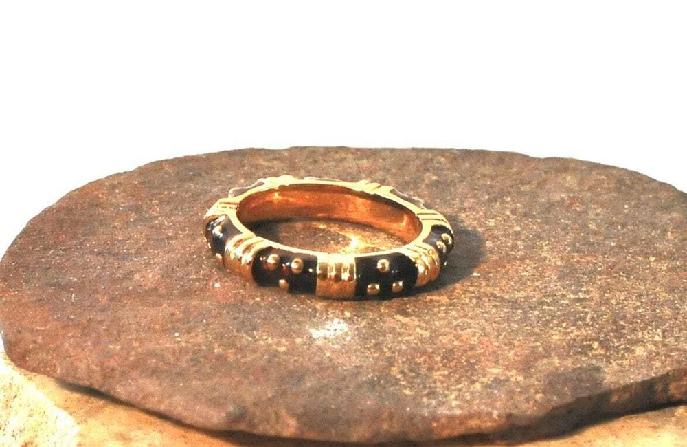 ENAMEL STACKABLE RINGS WITH GOLD DOT & BARS