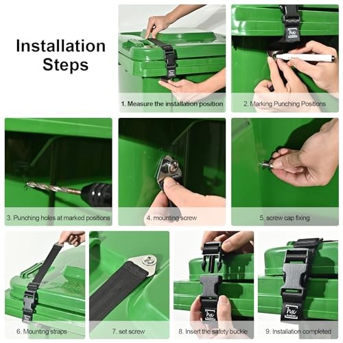 Bear Proof Trash Can Lid Lock Black Pack 4