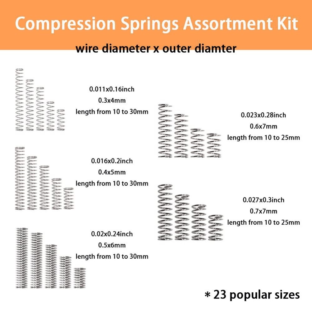 Compression Springs Kit 300 Pcs in 23 Sizes Perfect for Tools and Electronics