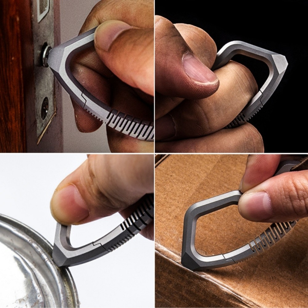 Titanium Alloy Keychain Clip with Leather Strap Removable Pendant EDC Multi Tool