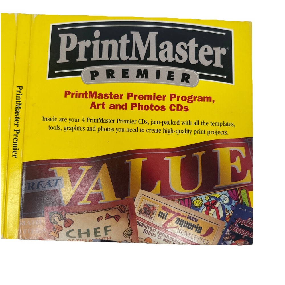 PrintMaster Premier Program (Windows 95 & 3.1 CD-ROM) 1998 Mindscape 4 Disc Set