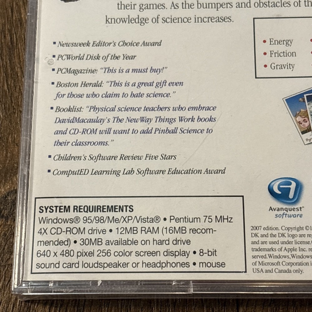 Dorlong Kindersley Pinball Science Scholastic Interactive Software Sealed