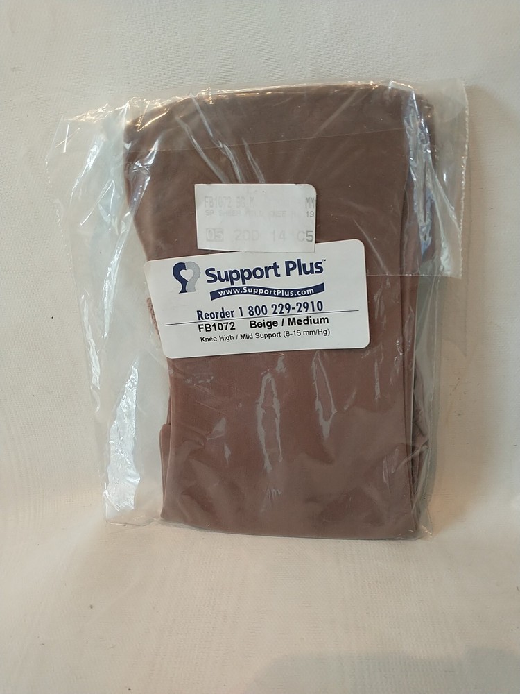 Support Plus FB1072 Beige 8-15 mmHg Compression Knee High Support Socks Medium