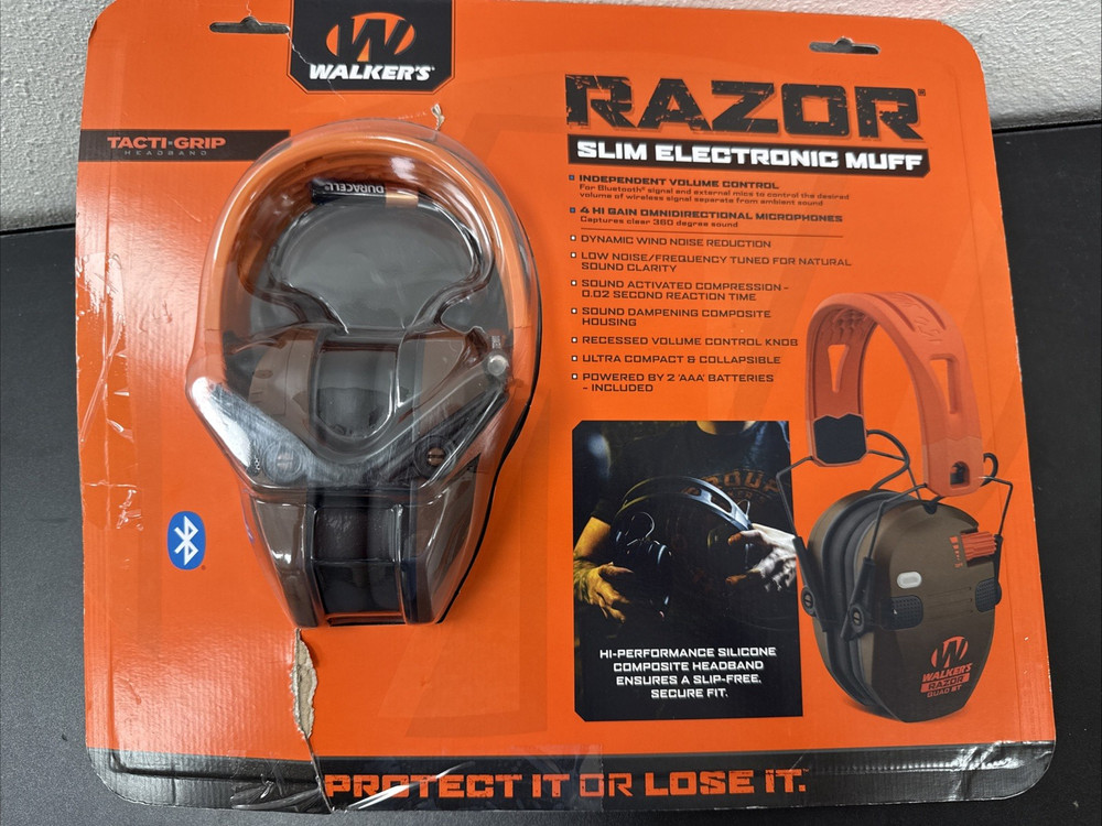 Walker's Razor Quad Bluetooth Tacti-Grip Slim Digital Muff Ear Protection