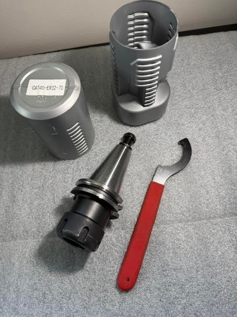 CAT40-ER32-70  End Mill Tool Holder - thru coolant pull stud - wrench