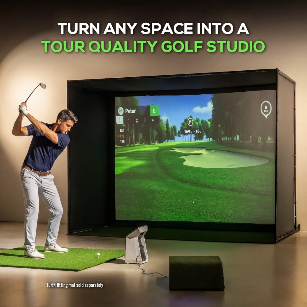 Golf Simulator Hitting Screen Backdrop Enclosure for Trackman SkyTrak Garmin