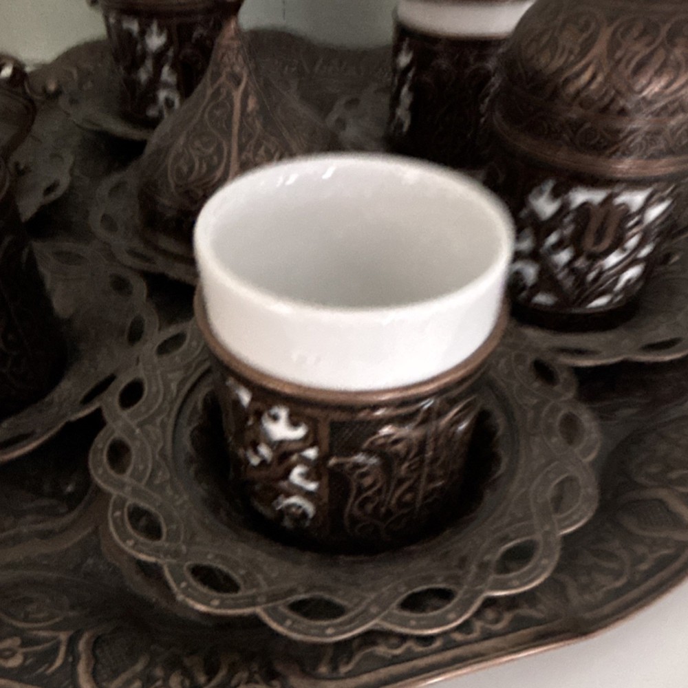 Turkish Middle Eastern Coffee Cup Set with Tray