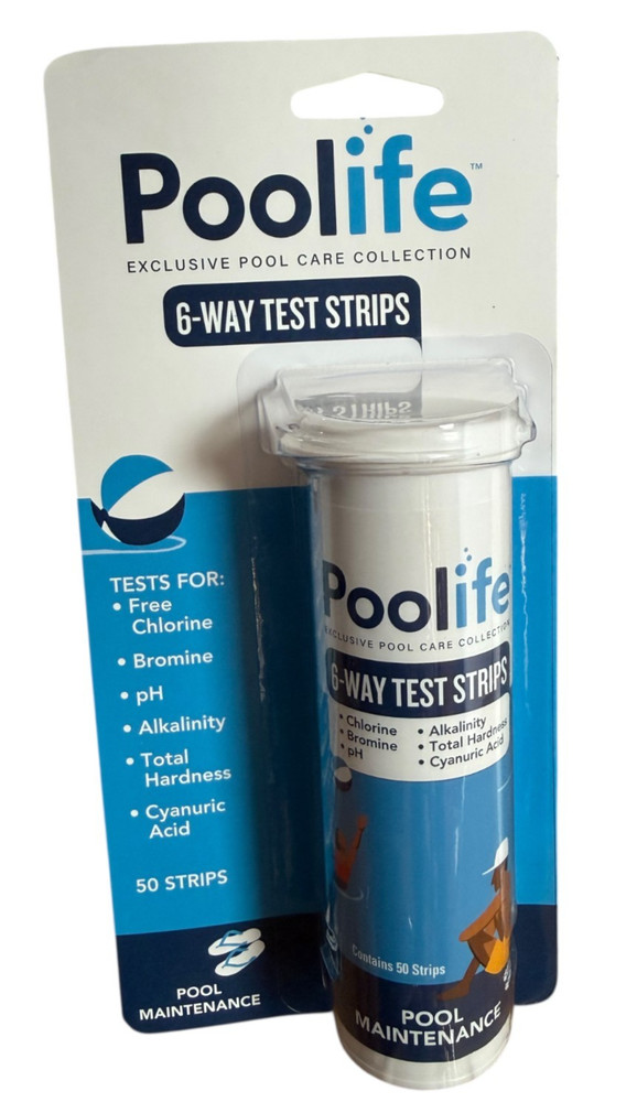 6-Way Pool & Spa Maintenance Test Strips, pH, Hardness, More, 50 Pack - Ex: 5/27