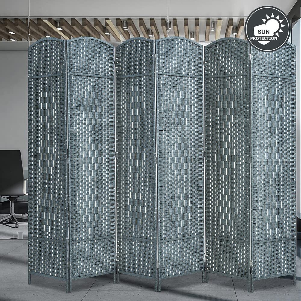 JOSTYLE Room Divider Screen 6-Panel Folding Privacy Screens Diamond Double-Weave