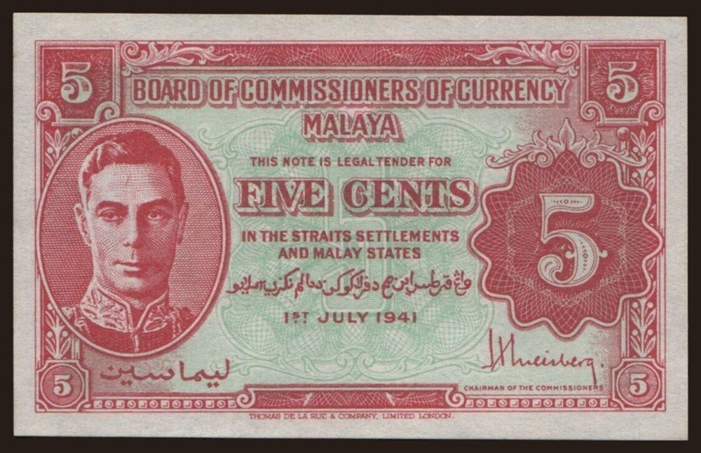 Malaya - 1941 - 5 Cents - "UNC" #CO6207