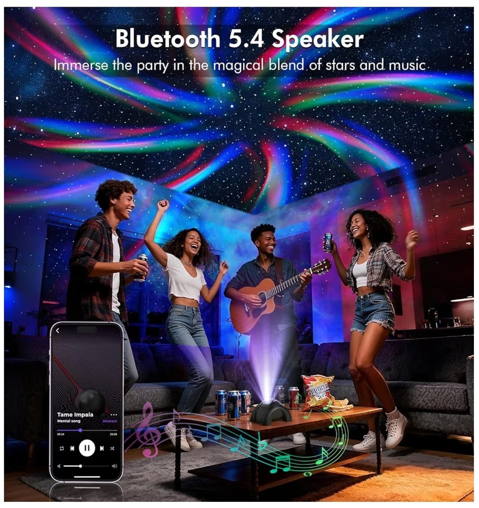 Dual Lens Galaxy Projector With Bluetooth Speakers (Space Black)