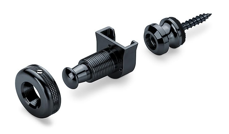 Schaller 14010401 Security Straplocks, Black Chrome Original,