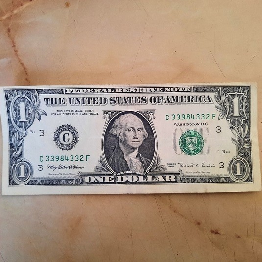 1995 $1 Faulty Cut Error, Misalignment Reverse, C33984332F