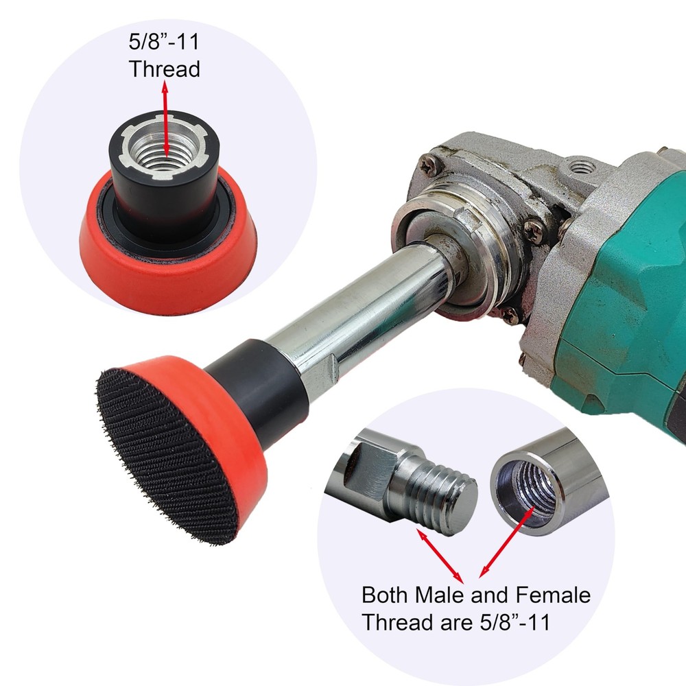 Gaquolam 5/8"-11 Thread Angle Grinder Extension Shaft Buffer Backing Silver