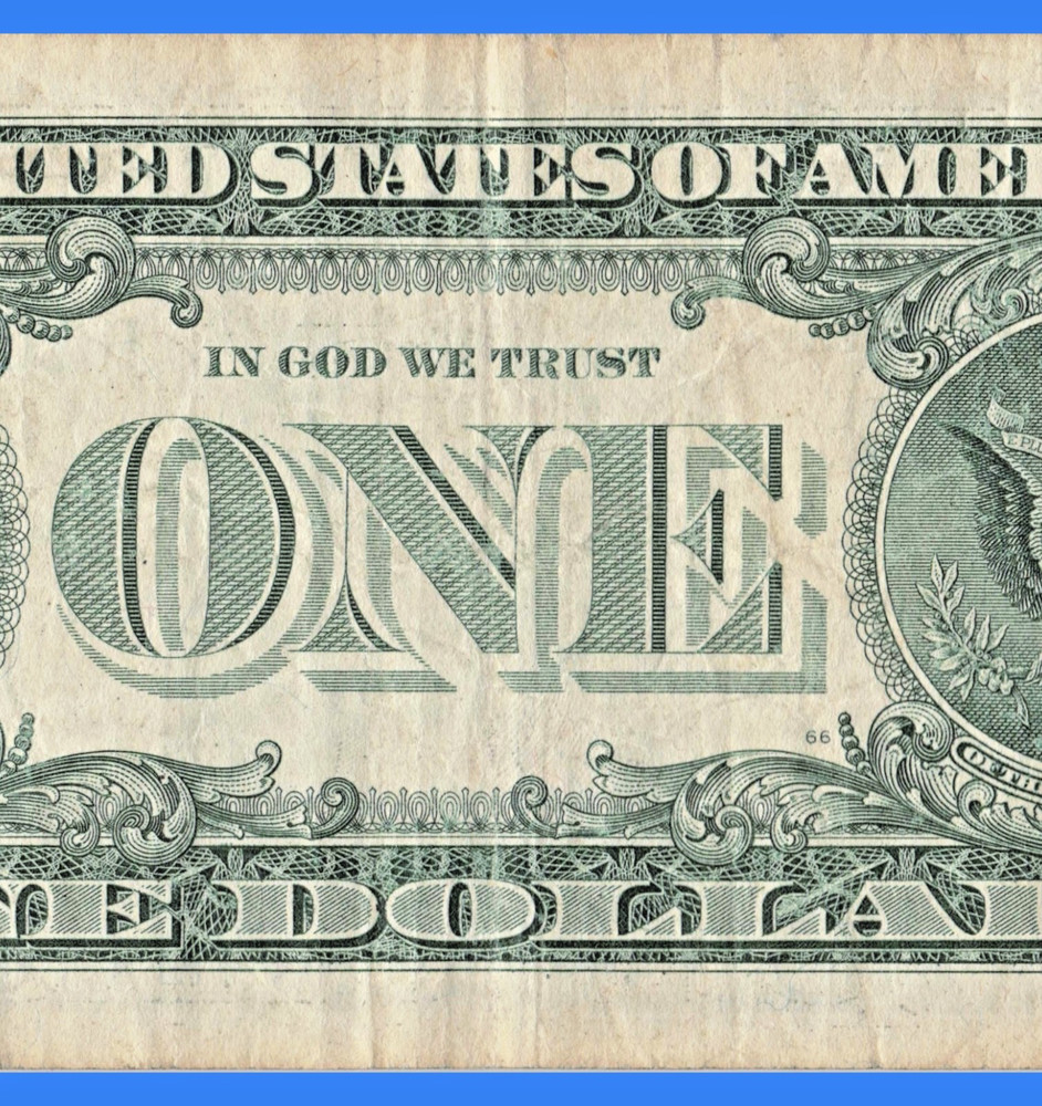 $1 Dollar Bill USD Miscut Error, Slight Misaligned Miscut 2017 Circulated