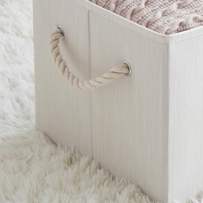 Pack of 2 Large Modern Rectangular Storage Bins, Sturdy Foldable Fabric Close...