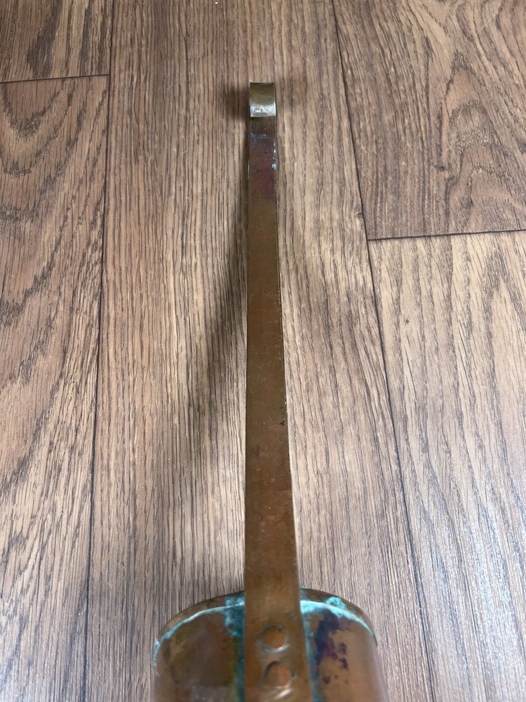 ANTIQUE HAND MADE COPPER LADLE MARKED 1880 RUSSIAN SCRIPT