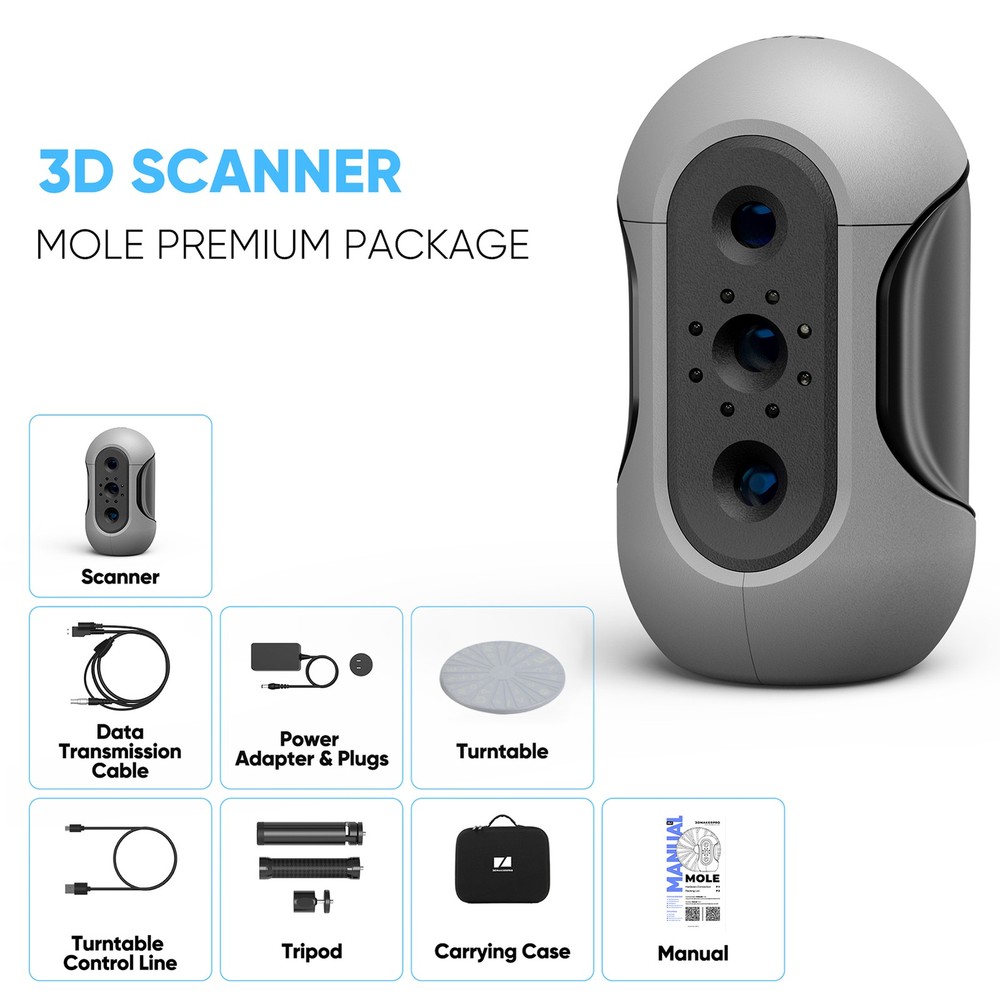 3DMakerpro Mole Handheld 3D Scanner For 3D Printer 0.05mm Accuracy & 0.1mm SZZM
