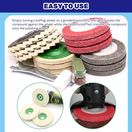 16Pcs Assorted Buffer Wheel Set Contains 4-1/2 x 7/8 Inch Arbor Wool Felt Flap