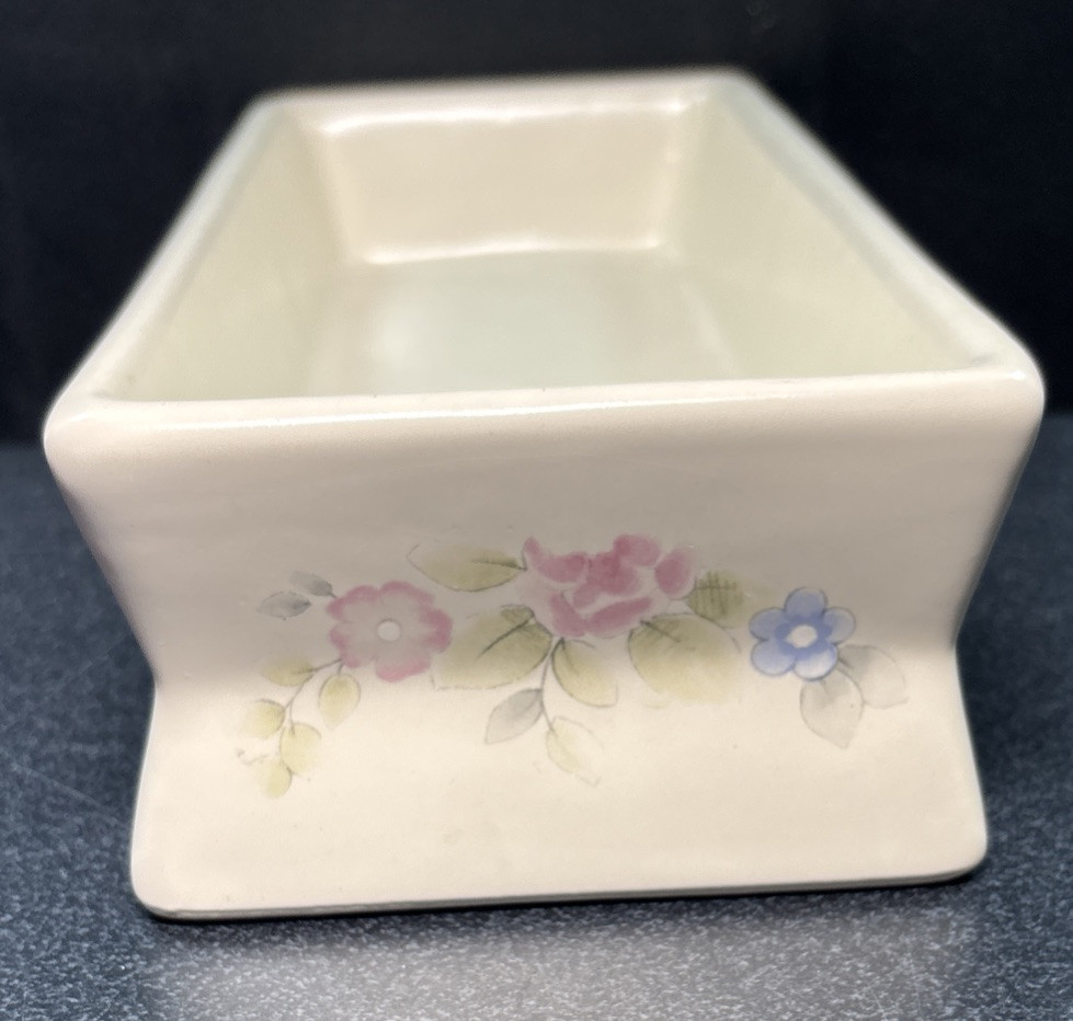 Pfaltzgraff Tea Rose Stoneware Rectangle 4 Wick Brick Candle Holder